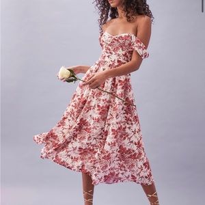 Reformation Violet Dress in Toile De Jouy